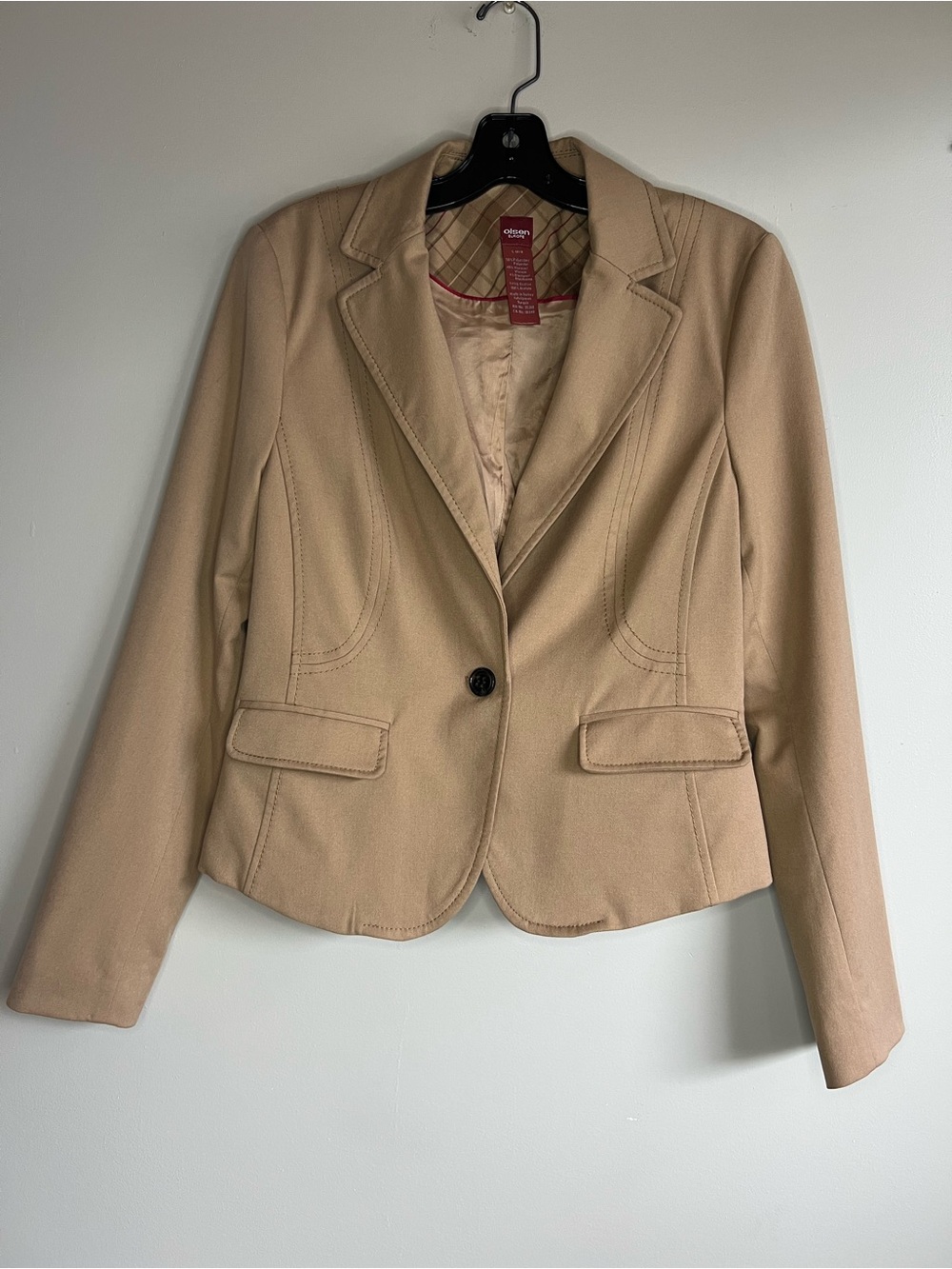 Olsen Tan Cropped Blazer - Women's Tailored Suit Jacket